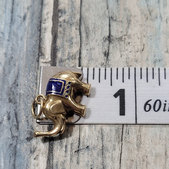 Vintage 14k Lucky Elephant Blue enamel Charm/Pendant. - Picture 6 of 9